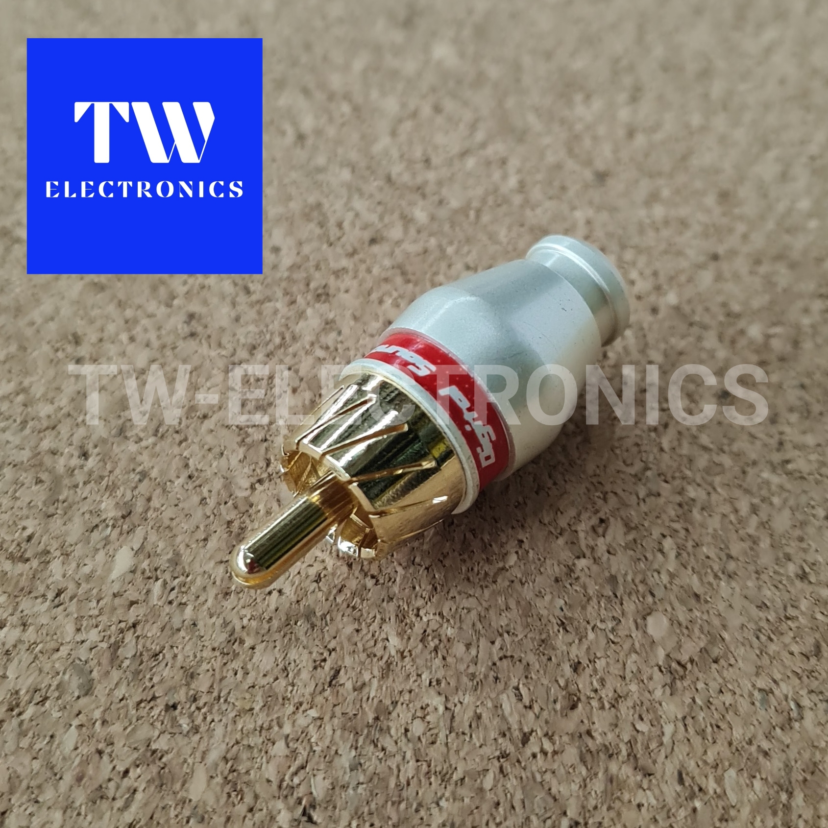 RCA ตัวผู้ (4mm) มุกขาว,คาดแดง