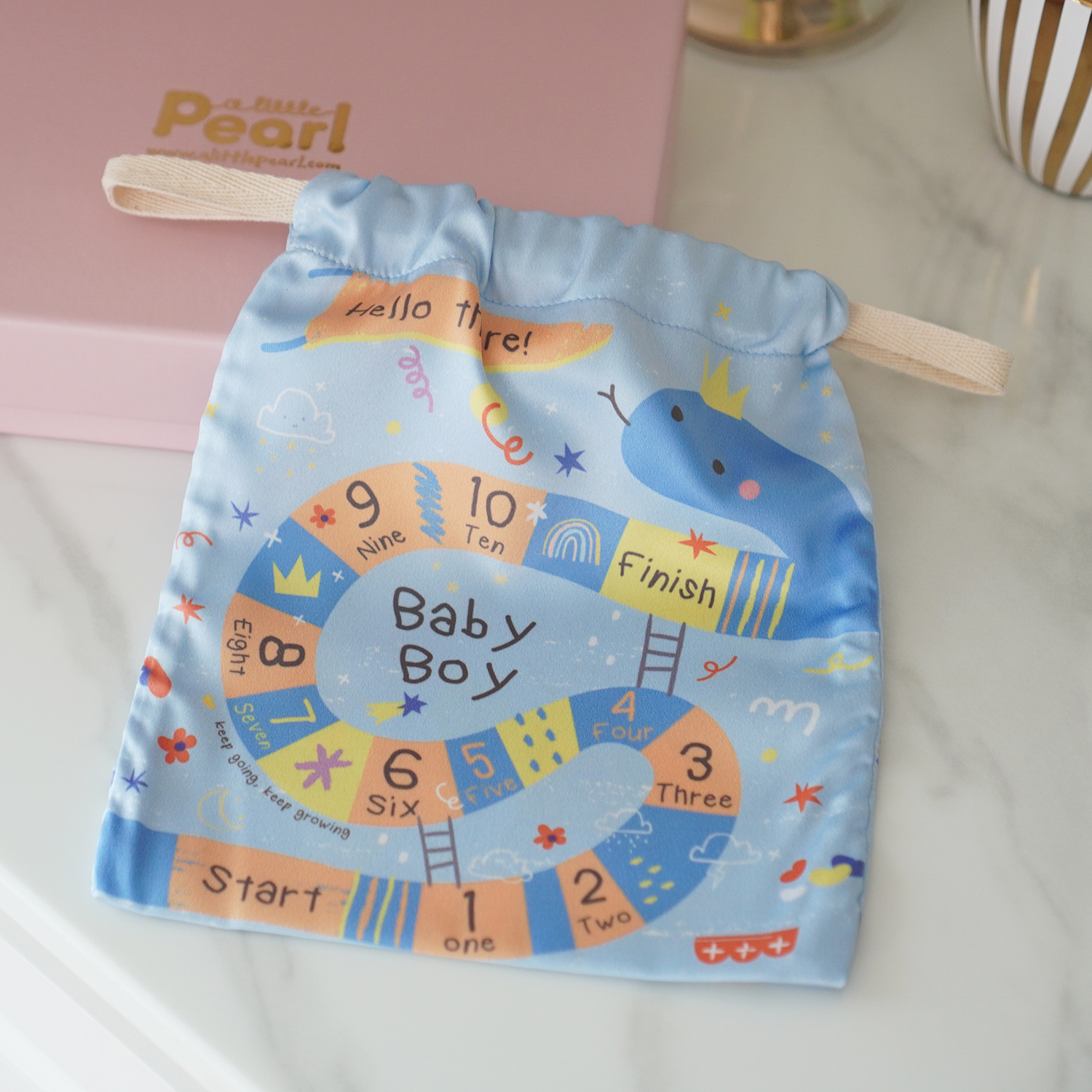 ผ้าคลุมให้นม (รุ่นมีกระดุม ถอดโครงได้) พร้อมส่ง ลาย Snake and Ladders - Blue