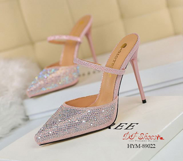 รองเท้าคัทชูเปิดส้นกลิตเตอร์ (สีทอง)