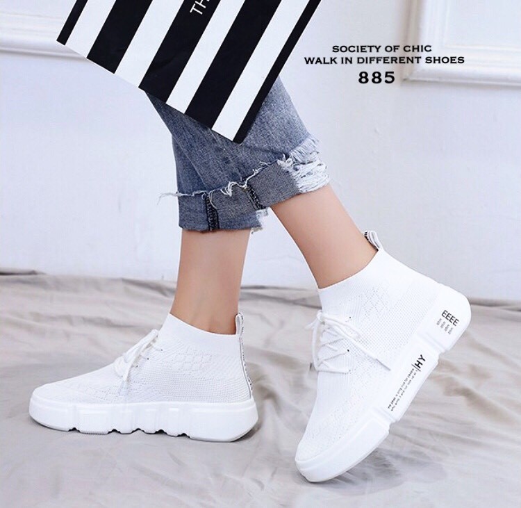 รองเท้าผ้าใบหุ้มข้อสไตล์ Off White (สีขาว)