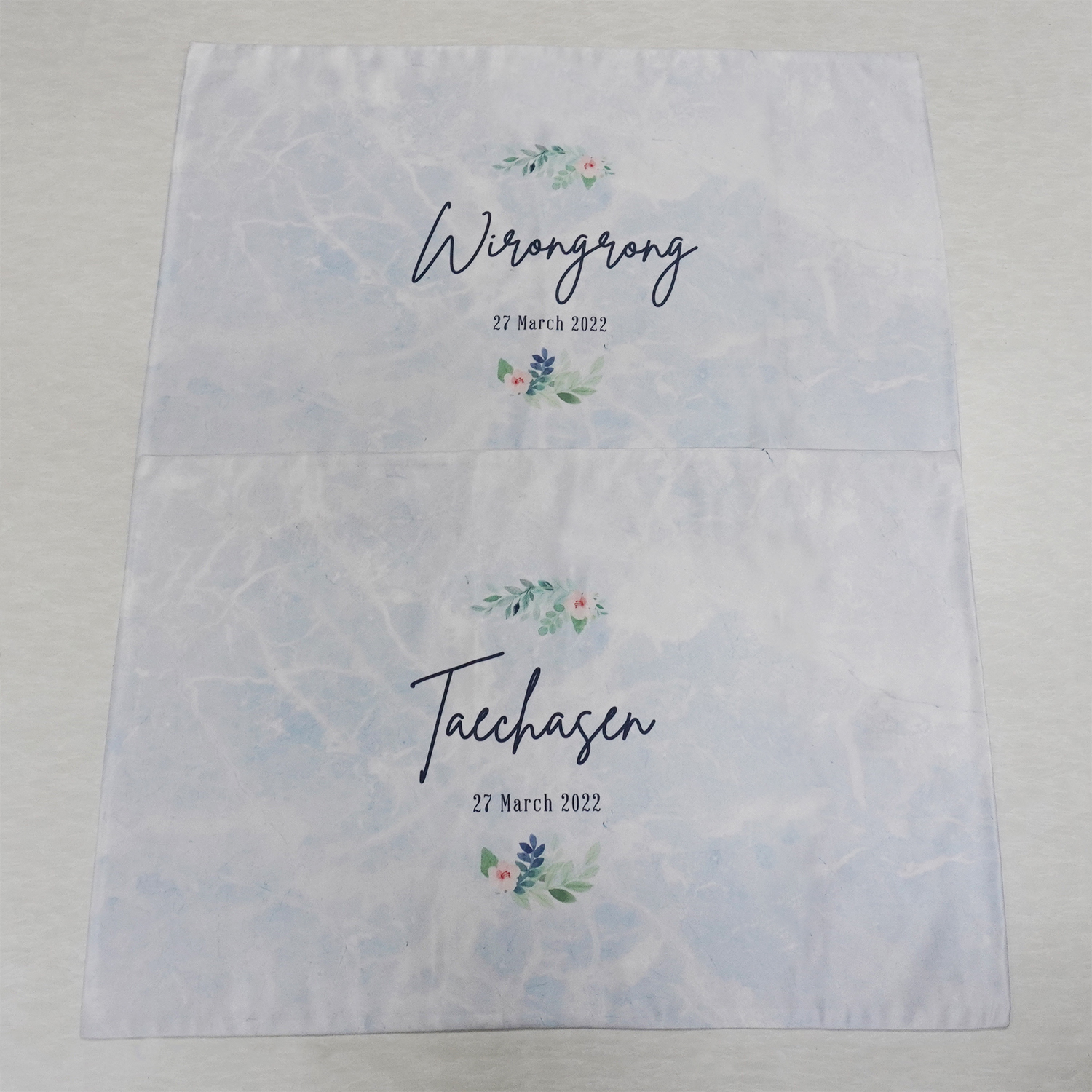 ปลอกหมอนหนุนคู่ลายหินอ่อนสีฟ้า Flower - Navy