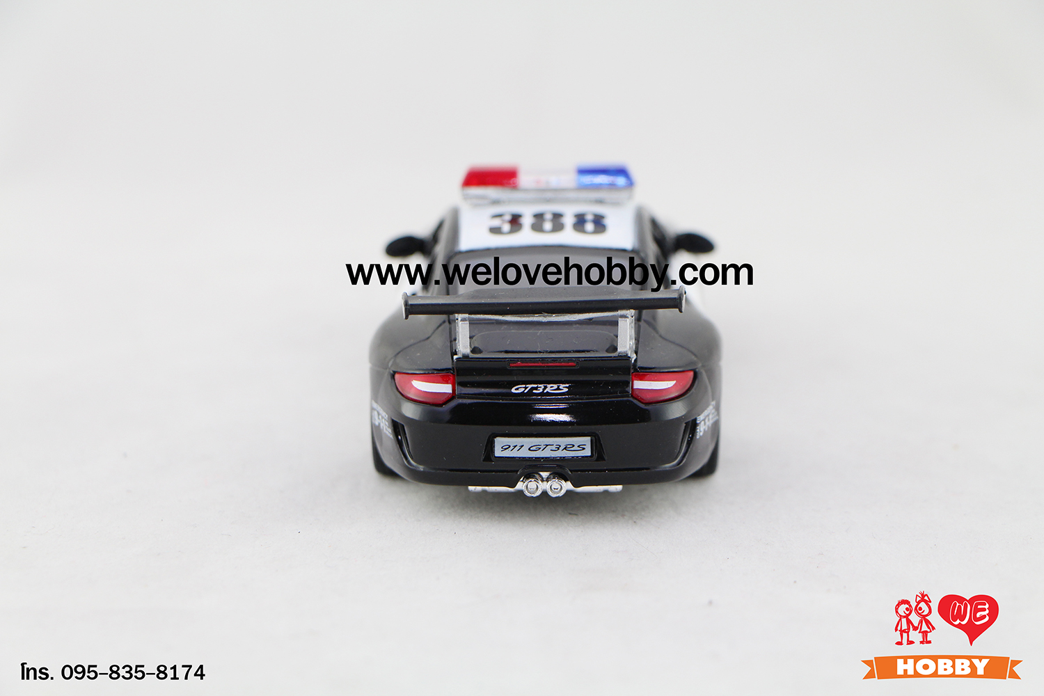 โมเดลรถตำรวจ 2010 Porsche 911 GT3 RS สีดำ-ขาว Scale 1:36