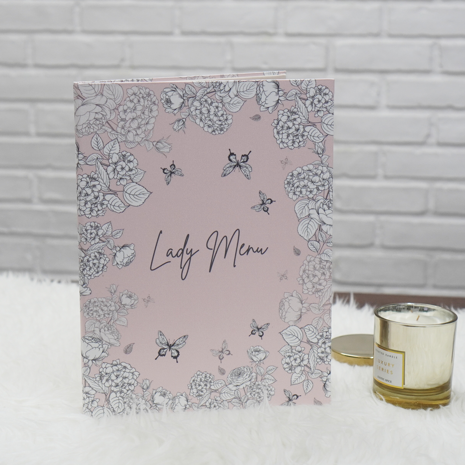 แฟ้มทะเบียนสมรส/สูติบัตร สั่งทำใส่ข้อความ ลาย Butterfly Vintage - Pink