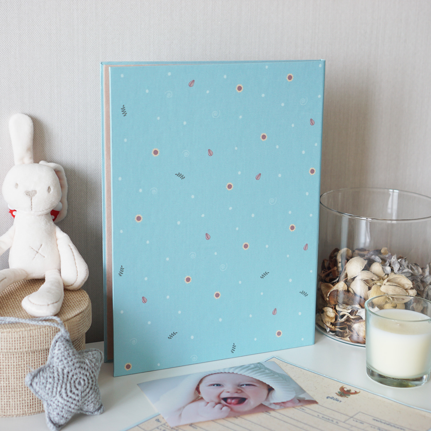 แฟ้มทะเบียนสมรส/สูติบัตร สั่งทำใส่ข้อความ ลาย Mini Mouse - Blue