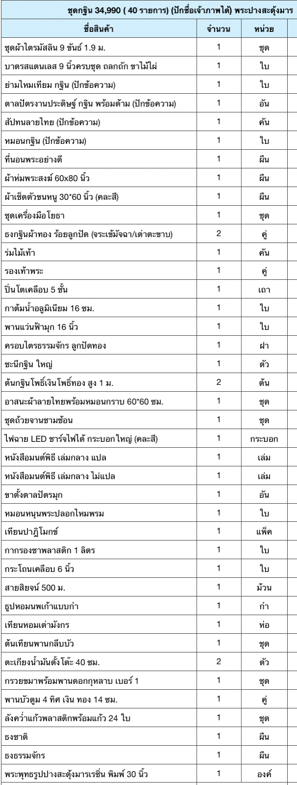 ชุดกฐิน 34990 (ปักชื่อเจ้าภาพได้) พระปางสะดุ้งมาร