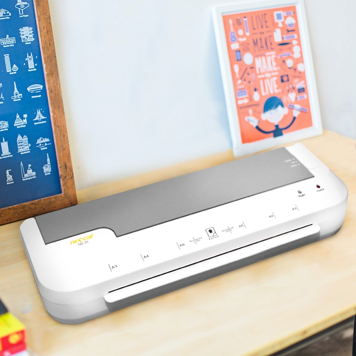 ขายถูก เครื่องเคลือบบัตร NEO CAL รุ่น ND-35 สีเทา - ขาว A3 Laminator ประกันศูนย์