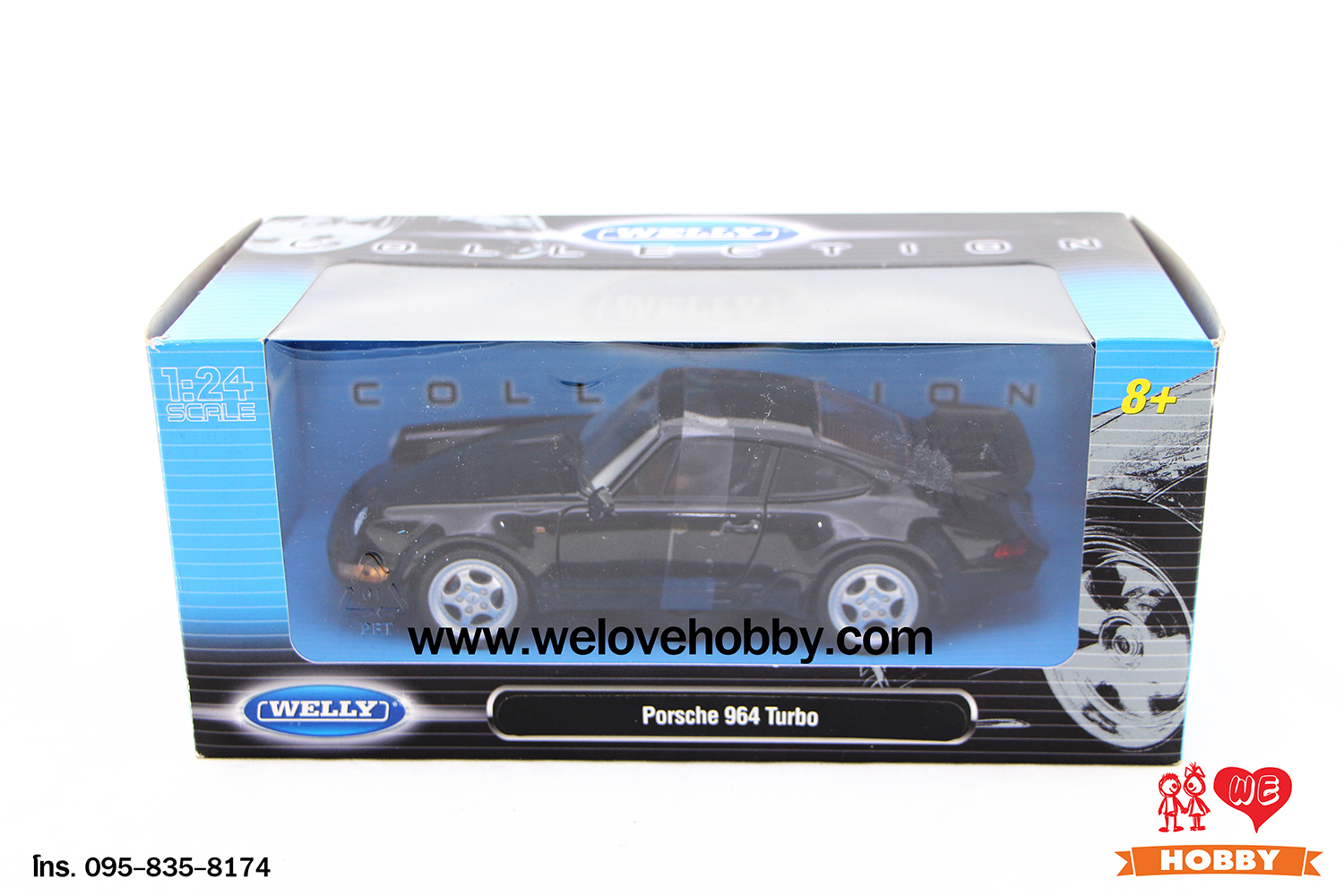 โมเดลรถ Porsche 964 Turbo สีดำ Scale 1:24