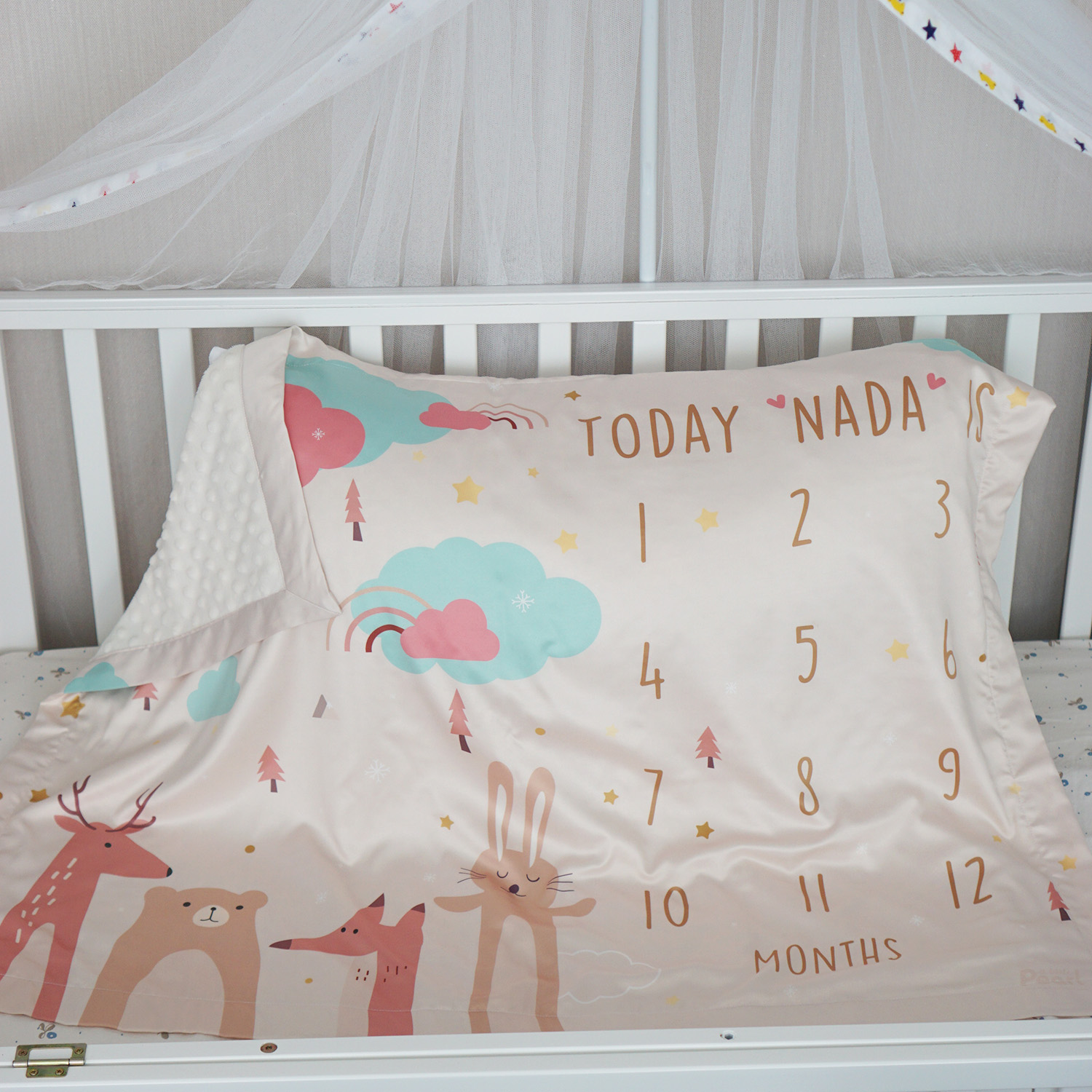 ผ้าห่ม Milestone ลาย Woodland - Beige