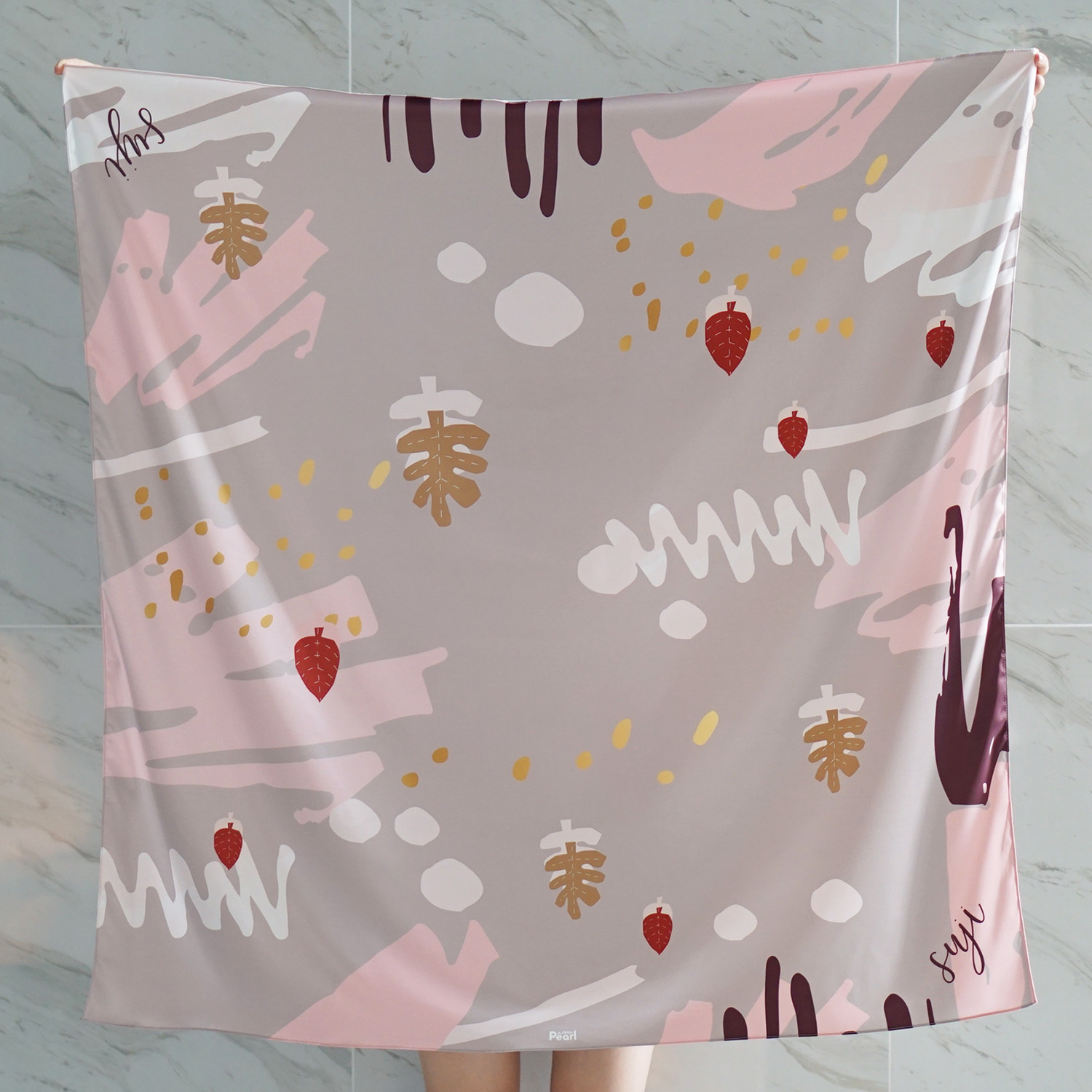 ผ้าพันคอ ลาย Paint Brush - Taupe