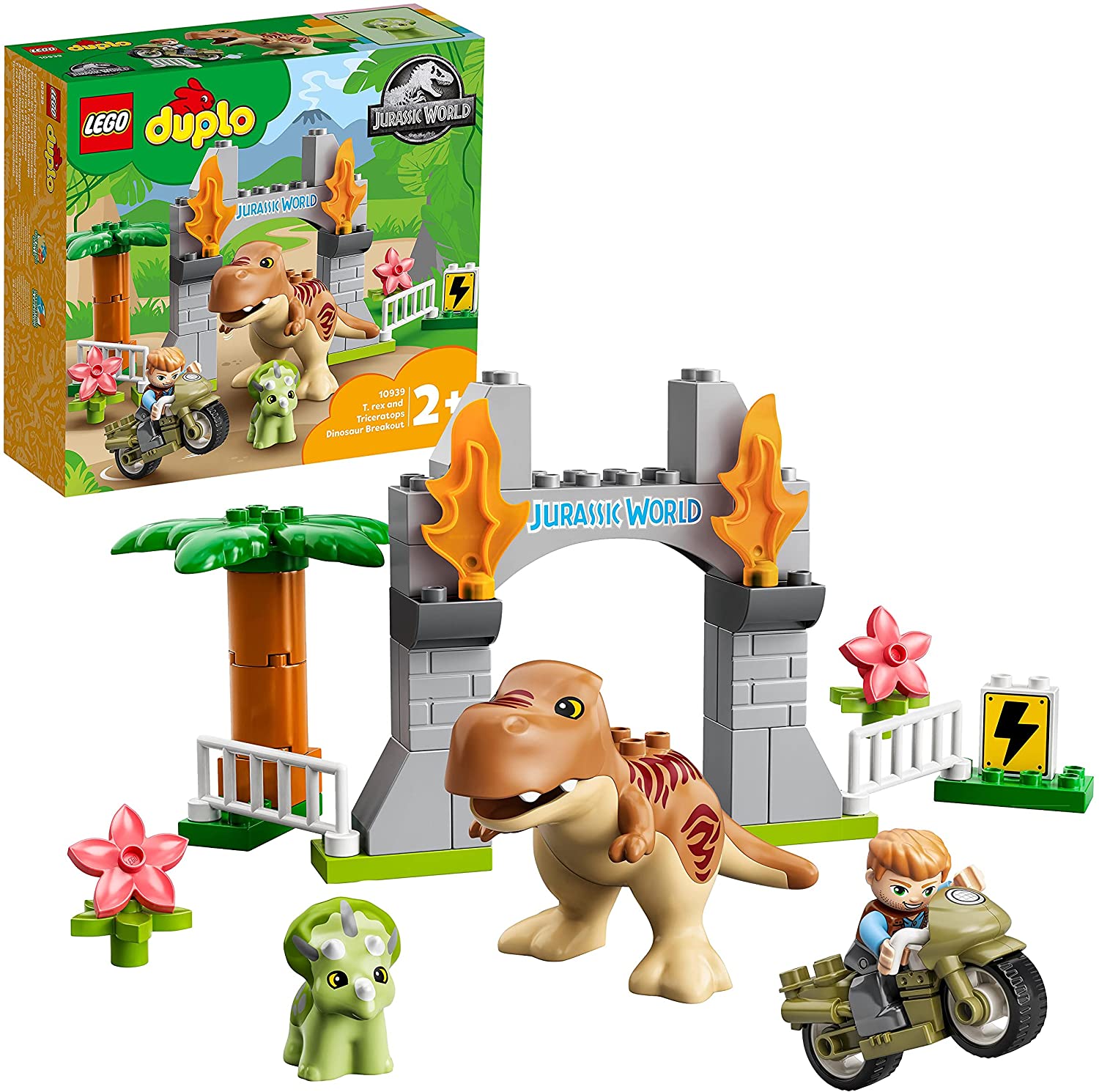 LEGO Duplo Jurassic World T. rex and Triceratops Dinosaur Breakout รุ่น 10939
