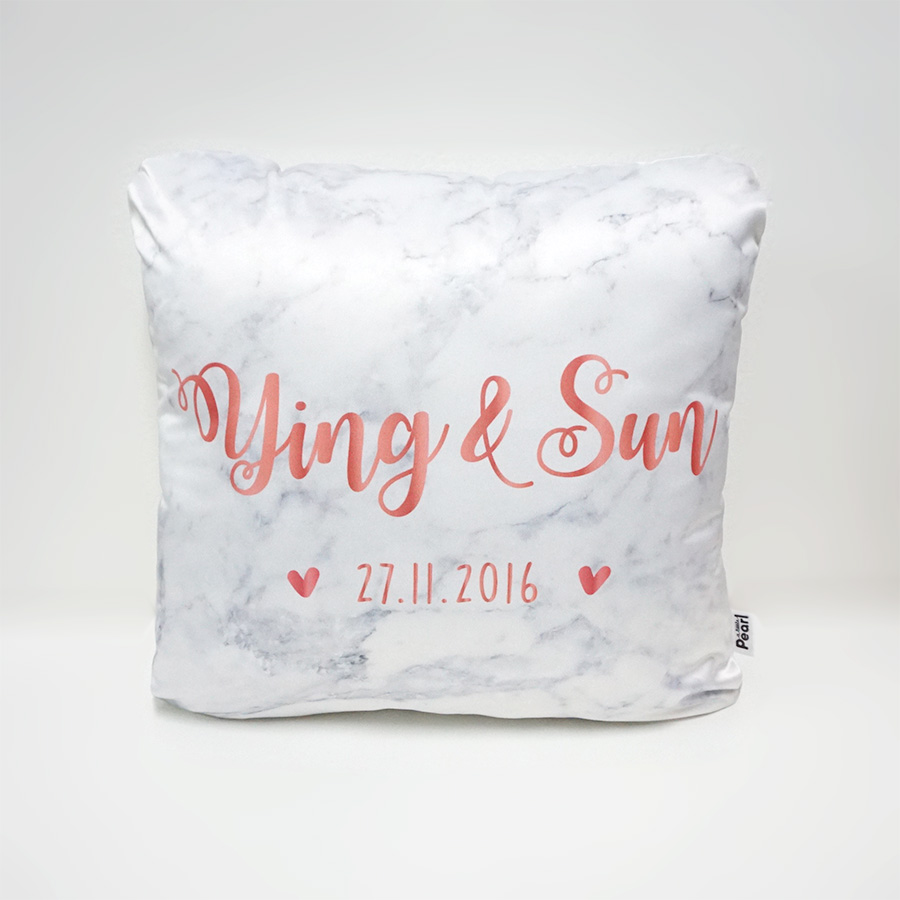 หมอนอิงสั่งทำใส่ชื่อ ลาย Marble - Rose Gold