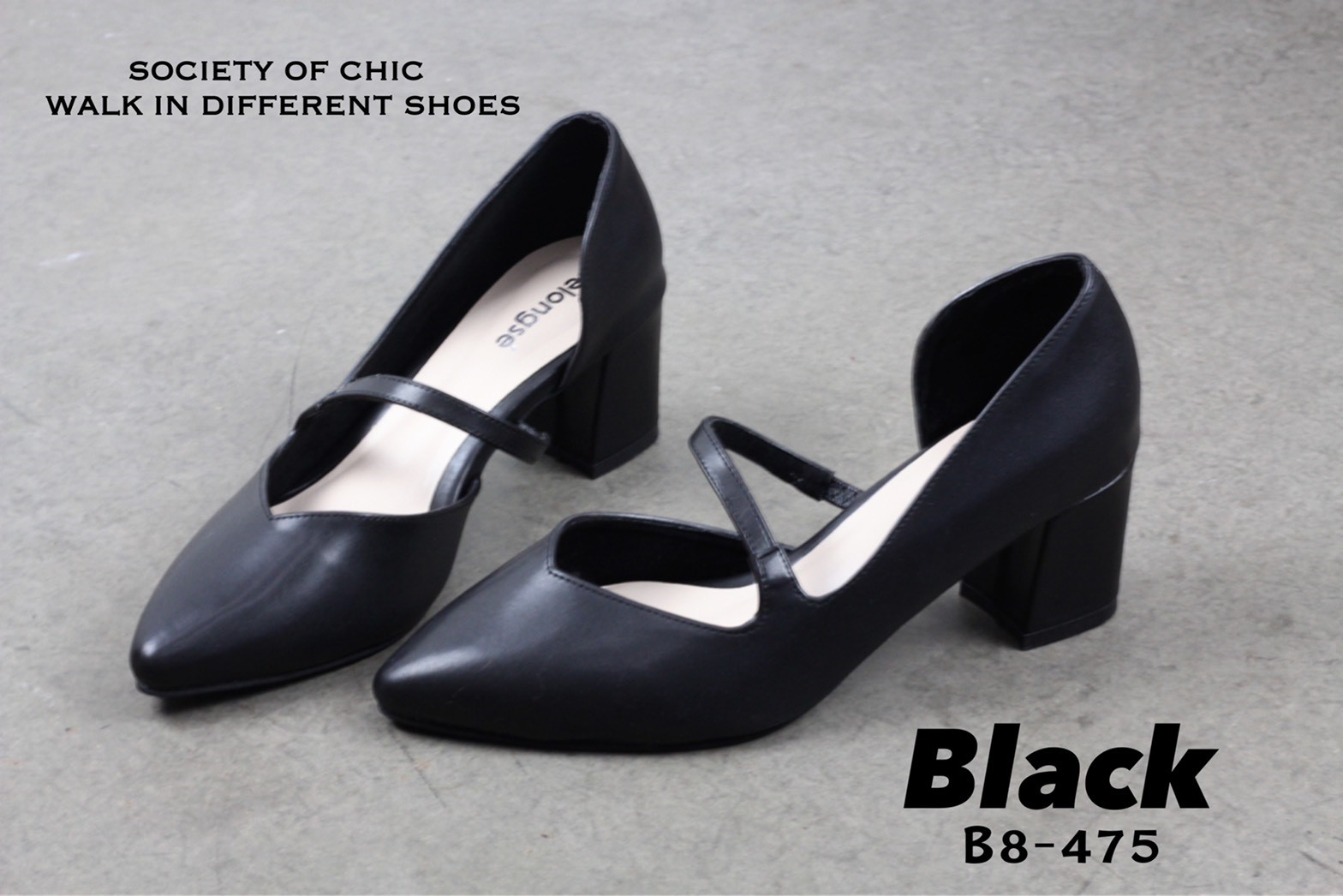 รองเท้าคัทชูส้นเตี้ยแต่งสายคาด (สีเขียว)