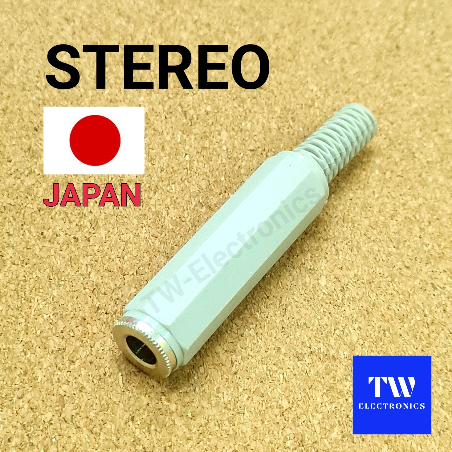 แจ็คโฟนสเตอริโอ 6.35 (1/4") ตัวเมีย PVC สีเทา JAPAN