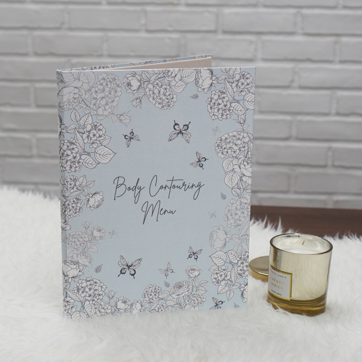 แฟ้มทะเบียนสมรส/สูติบัตร สั่งทำใส่ข้อความ ลาย Butterfly Vintage - Blue