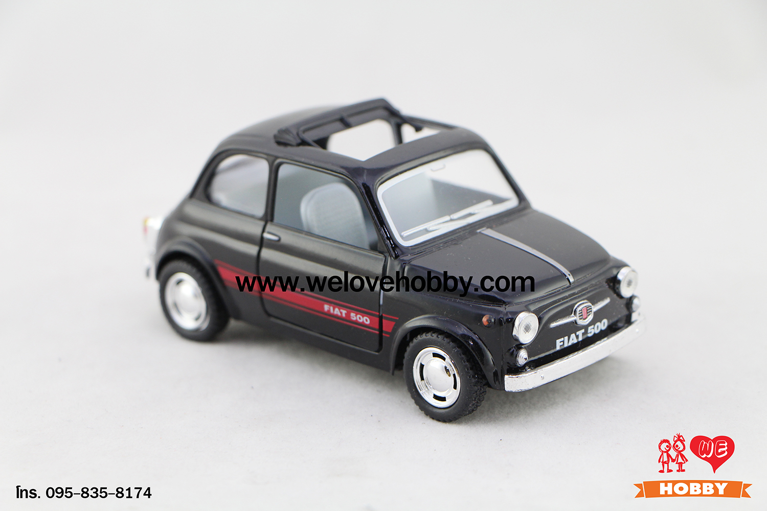 โมเดลรถเฟียต Fiat 500 สีดำ Scale 1:24