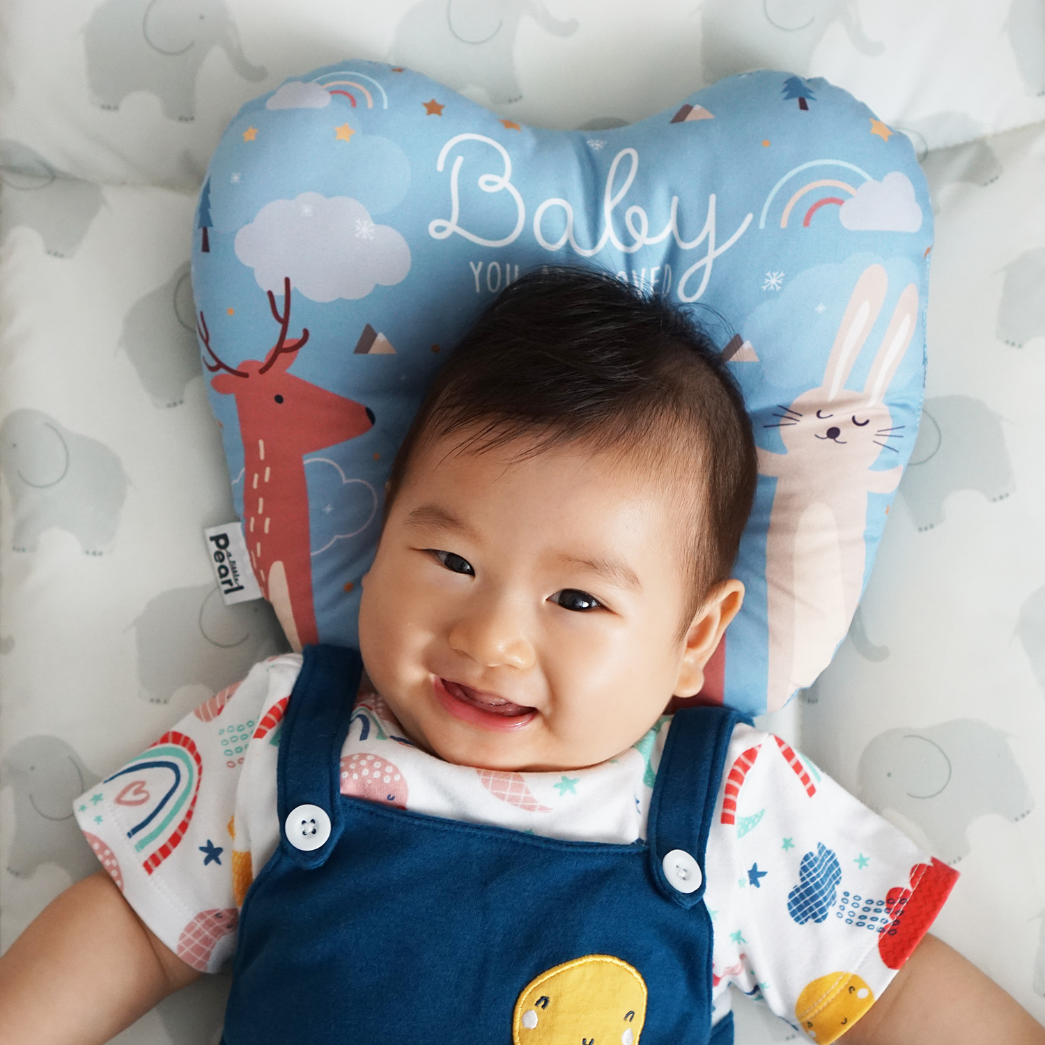 หมอนเด็ก หมอนหลุม Baby Pillow สั่งทำใส่ชื่อ ลาย Woodland Blue