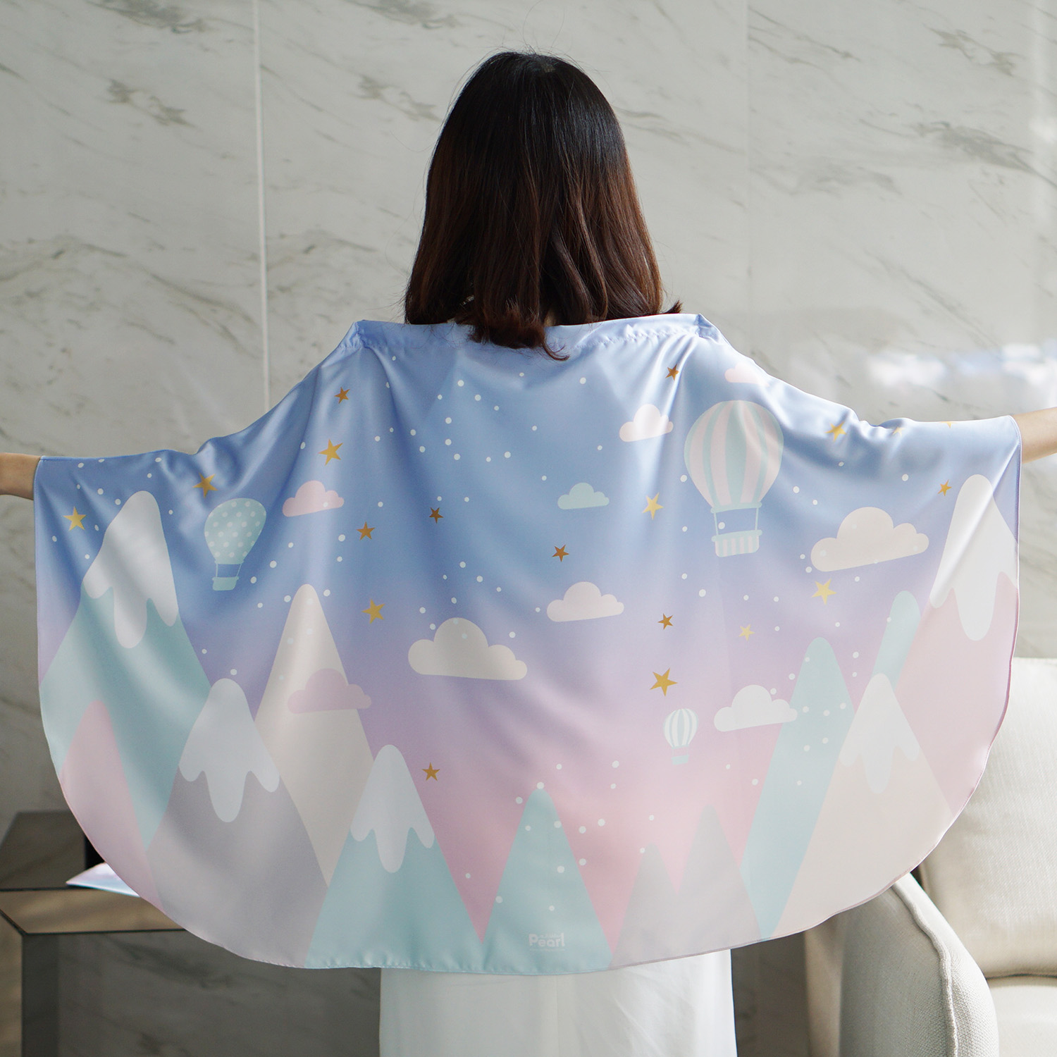 ผ้าคลุมให้นม สั่งทำใส่ชือ ลายภูเขา Mountain - Lavender
