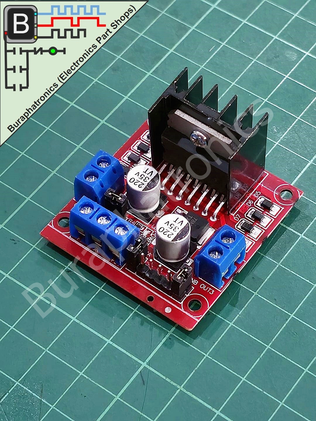 L298N Motor Driver 5-35VDC Max 2A 25W (โมดูลขับมอเตอร์ 5-35VDC ขับกระแสสูงสุด 2A )