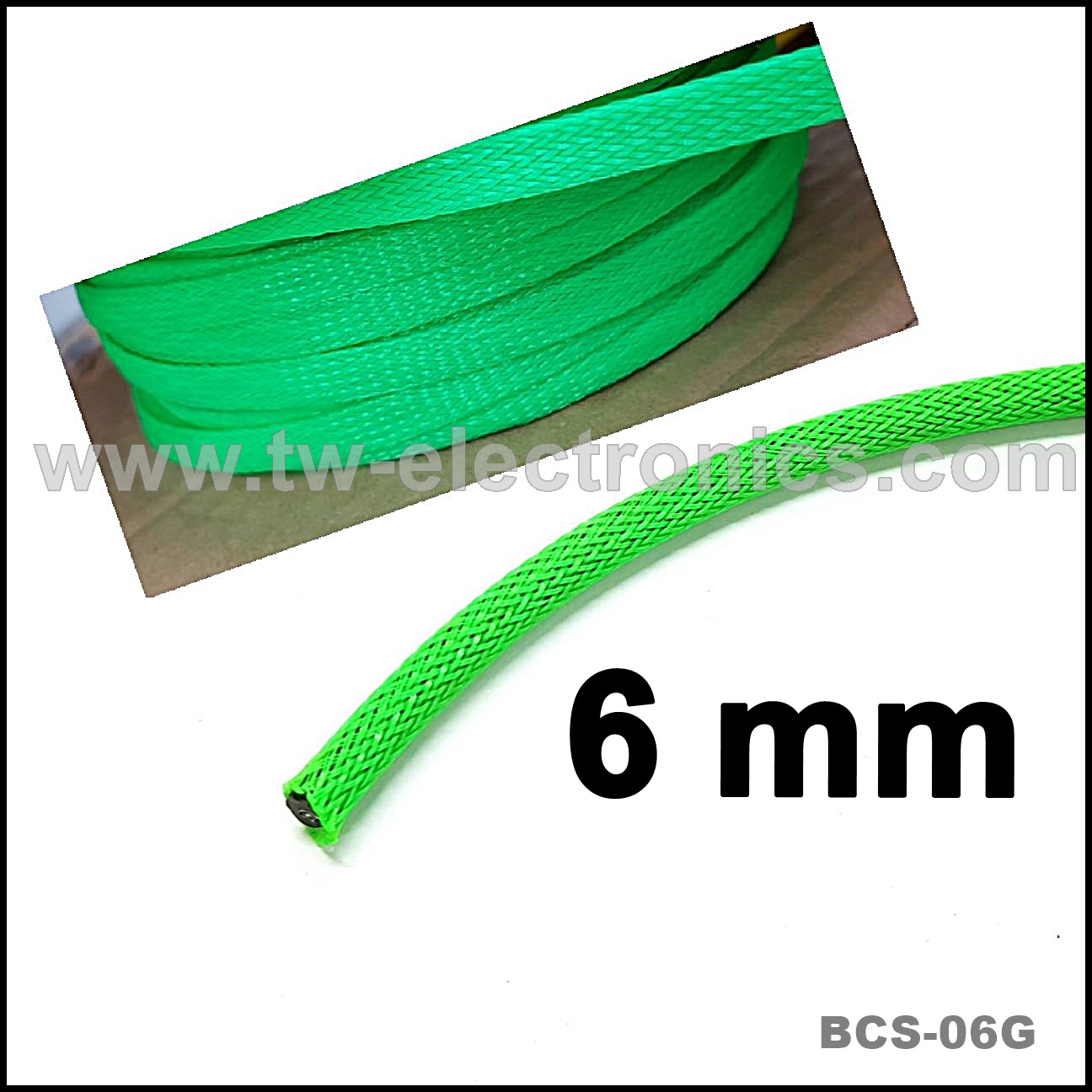 สายถัก 6 mm (สีเขียว) / BCS-06G