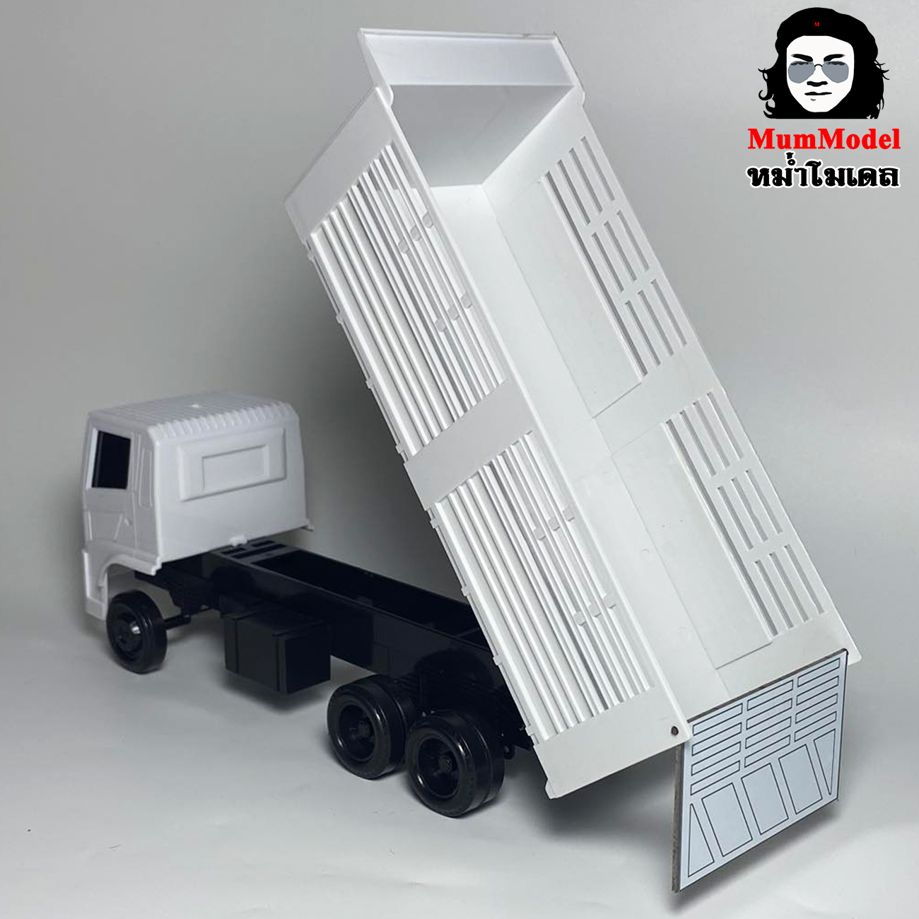 รถพ่วงแม่ลูก 3 คานหม่ำโมเดล ไม่ตัดกระบะ 1/24 รถพ่วงดั้มจำลอง รถของเล่นสิบล้อ โมเดลรถพ่วง10ล้อ