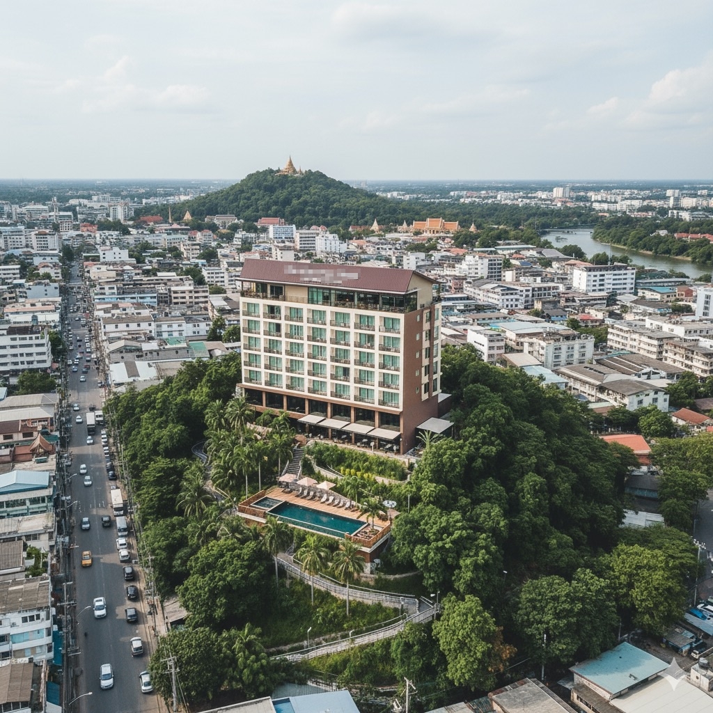 位于泰国那空沙旺中心地带，拥有114间客房的三星级酒店出售，坐落于考科布山坡，自然环境优美。