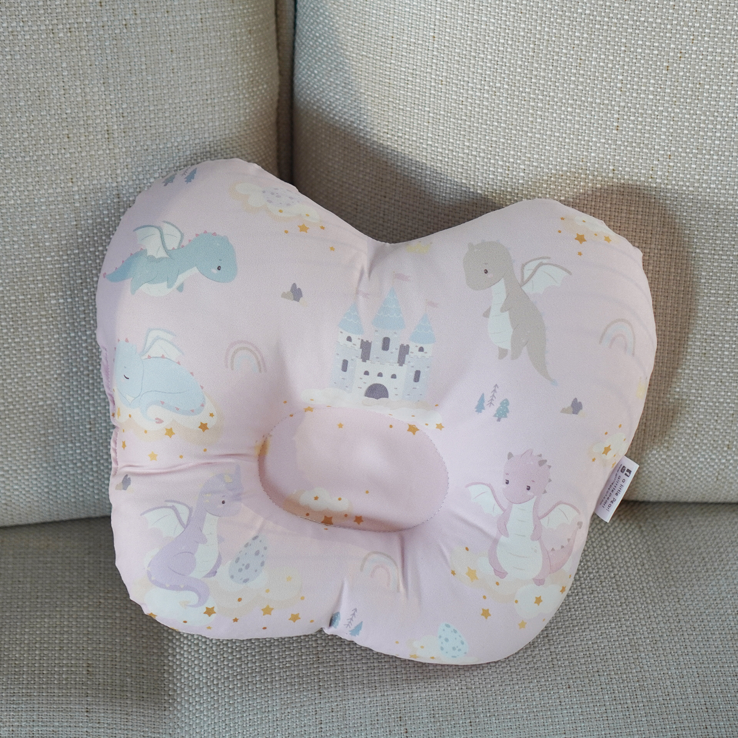 หมอนหลุม Baby Pillow แบบพร้อมส่ง ลายมังกร สีฟ้า - Dragon - Pink