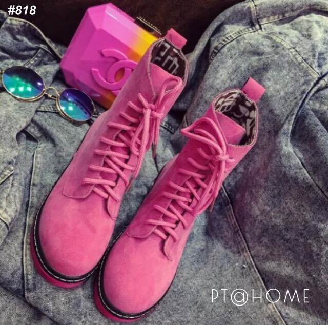 รองเท้าบูทสักหลาดพาสเทล (สีม่วง)