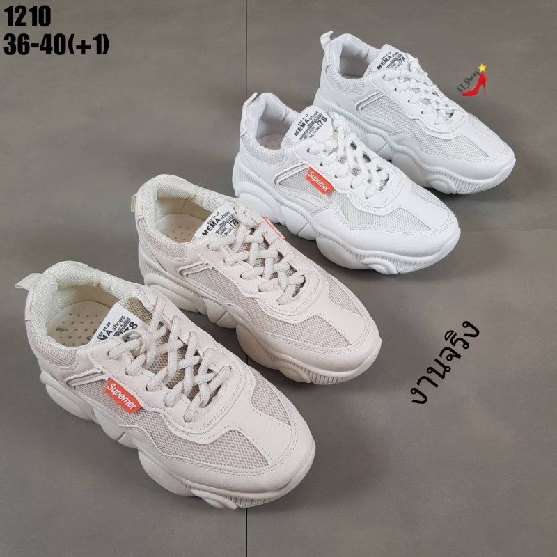 รองเท้าผ้าพื้นหมีทรงSport (สีครีม)