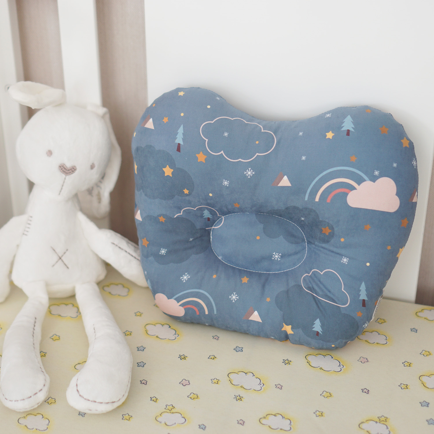 หมอนเด็ก หมอนหลุม Baby Pillow สั่งทำใส่ชื่อ ลาย Woodland - Midnight Green