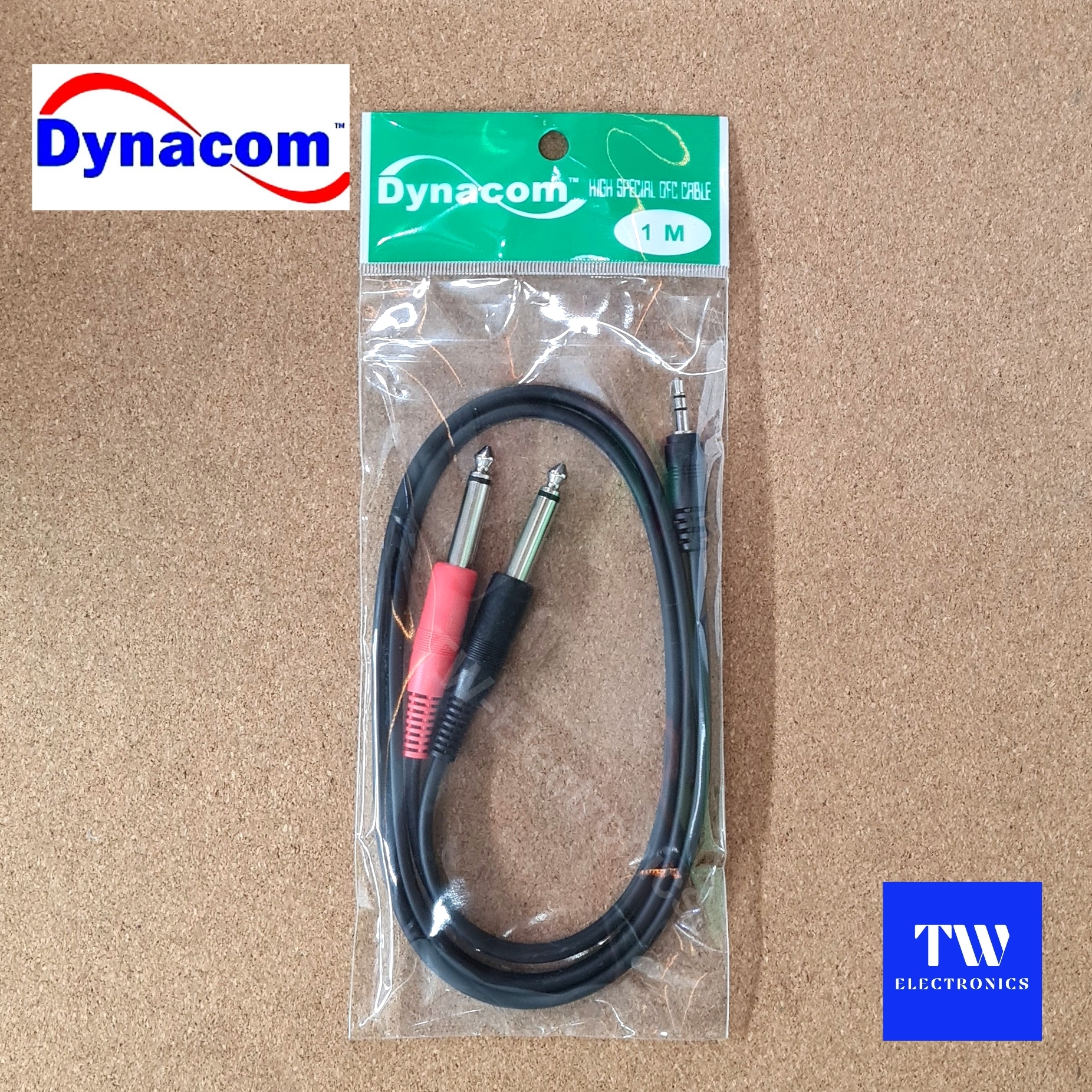 สาย3.5mm TR Stereo to 6.35mm Mono phone×2 (ยาว 1 เมตร) / Dynacom