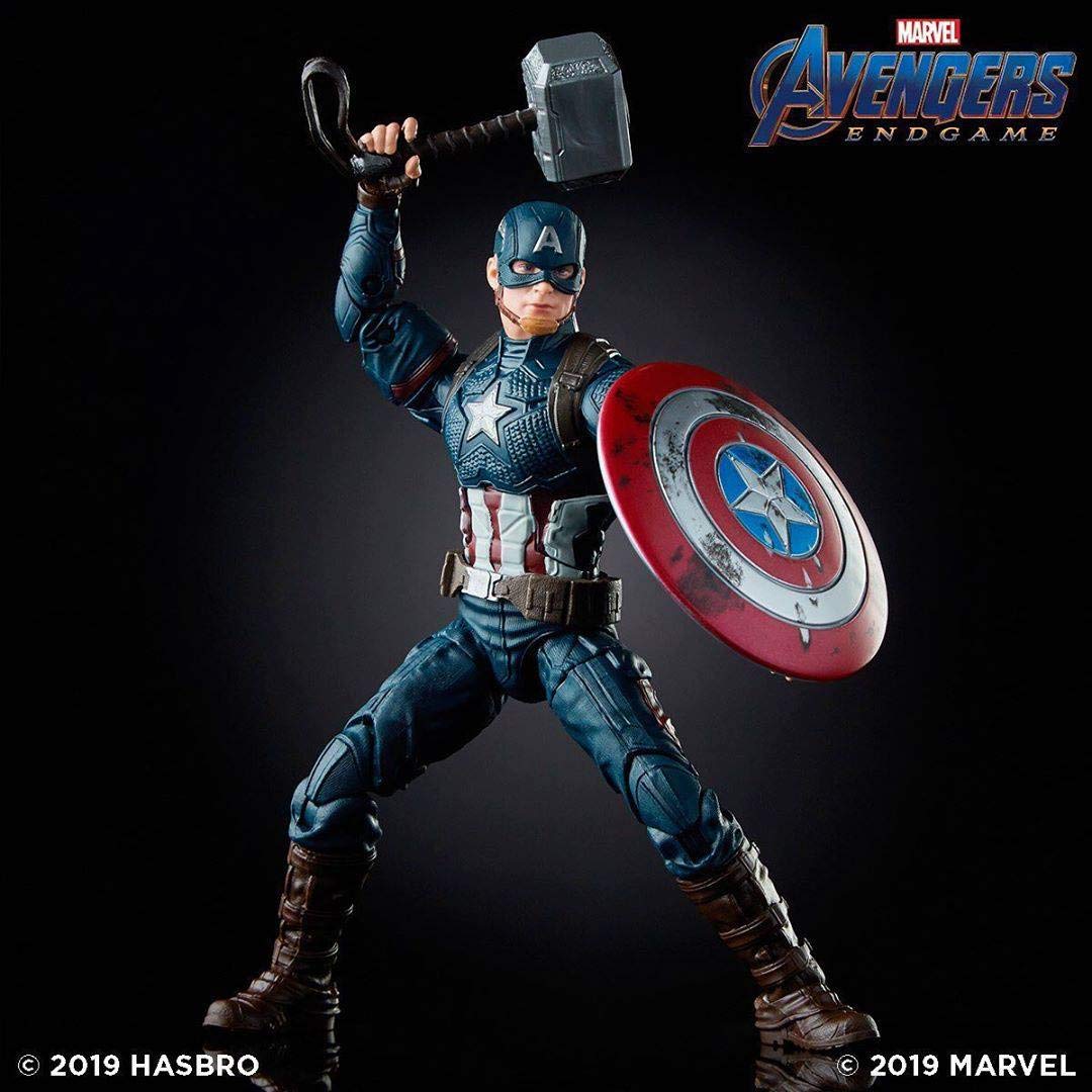 Hasbro Marvel Legends Series Avengers : Endgame 6-inch Captain America Figure With Mjolnir ฮาสโบร มาร์เวล เลเจนด์ ซีรี่ย์ส อเวนเจอร์ส หุ่นโมเดลฟิกเกอร์ กัปตัน อเมริกา 6 นิ้ว พร้อมค้อนธอร์ (โยเนียร์) ลิขสิทธิ์แท้