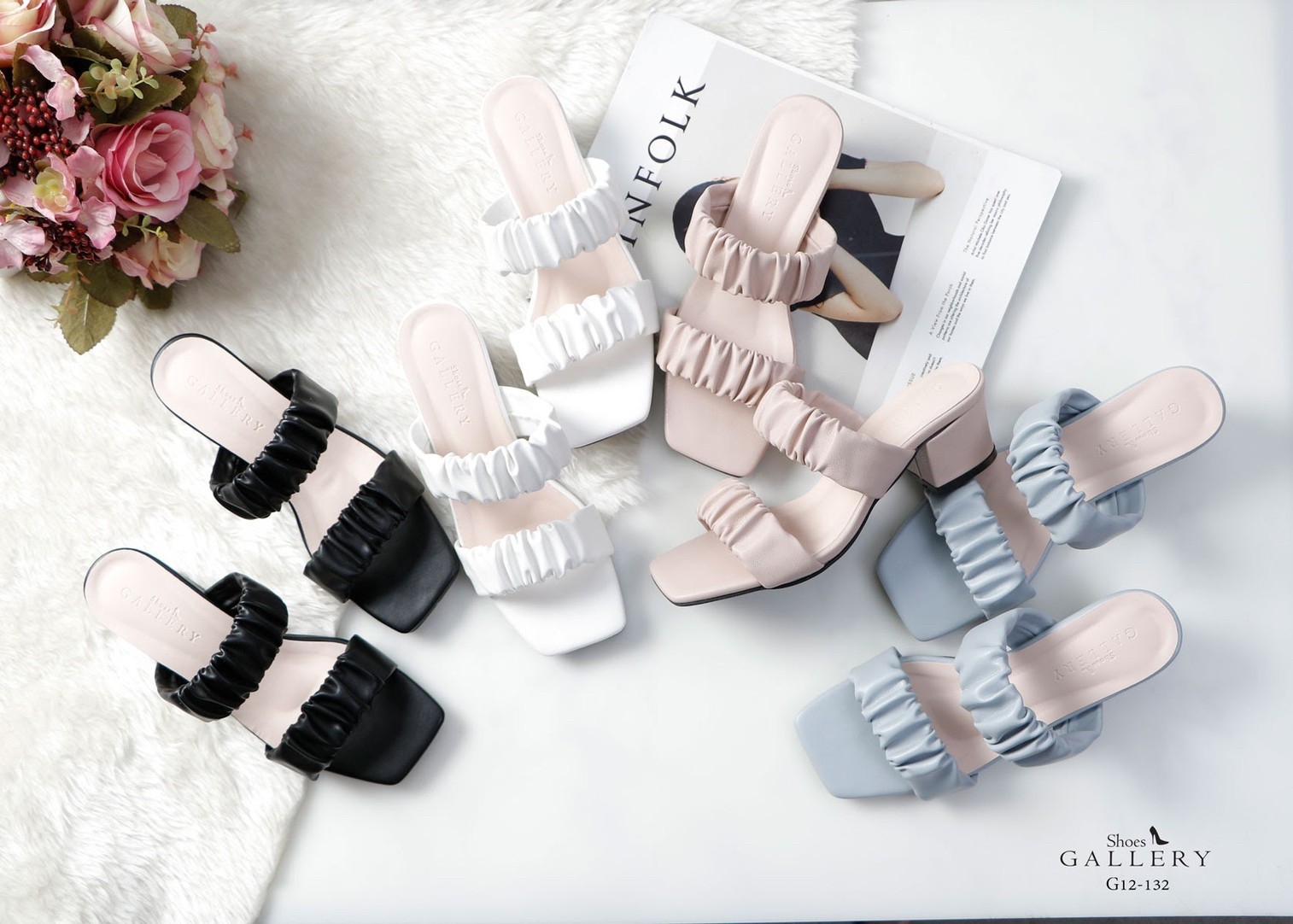 รองเท้าส้นเตี้ยสองตอน (สีฟ้า)