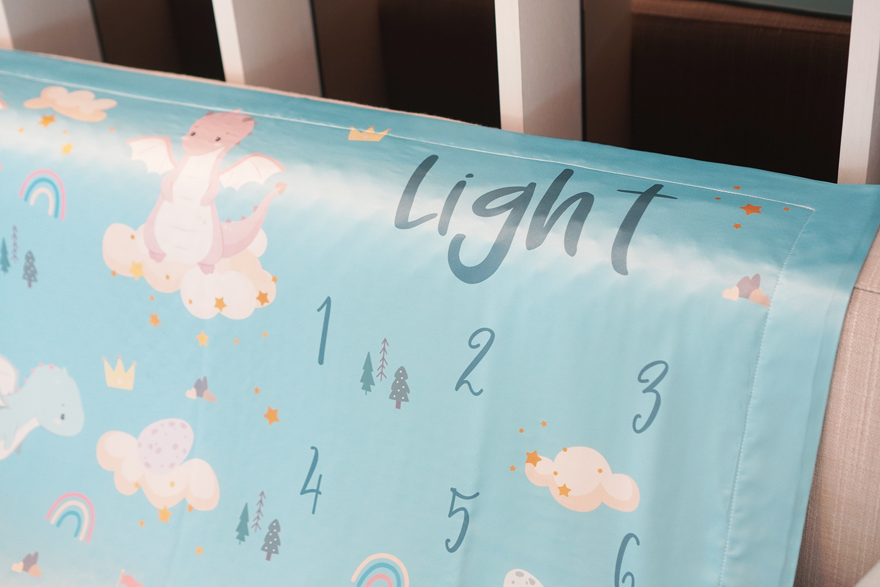 ผ้าห่ม Milestone ลาย Dragon - Blue