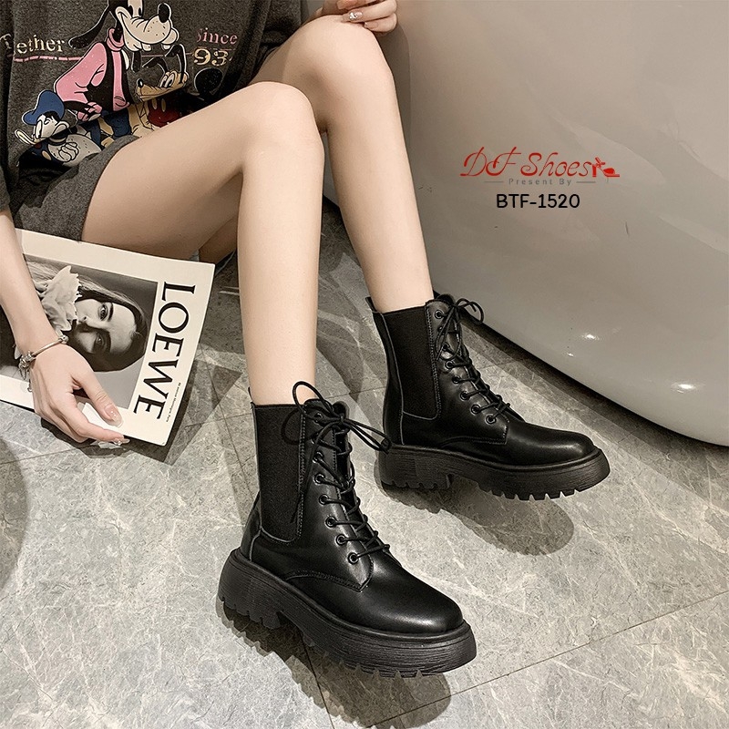 รองเท้าบูทแฟชั่นแต่งส้นหยัก