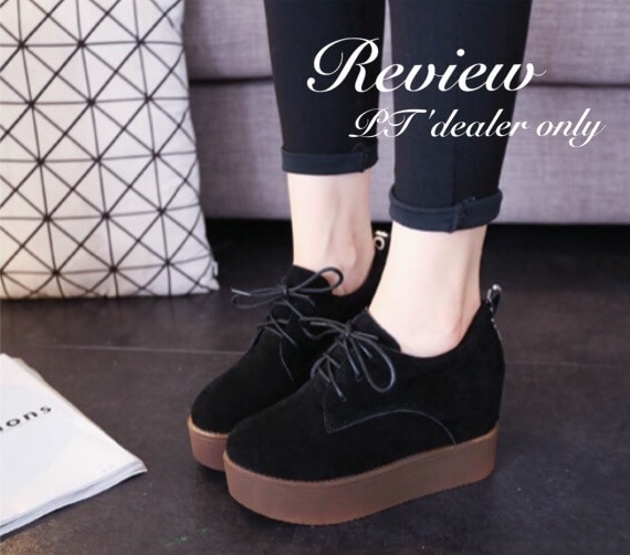 รองเท้าผ้าใบเสริมส้น Casual Style (สีดำ)