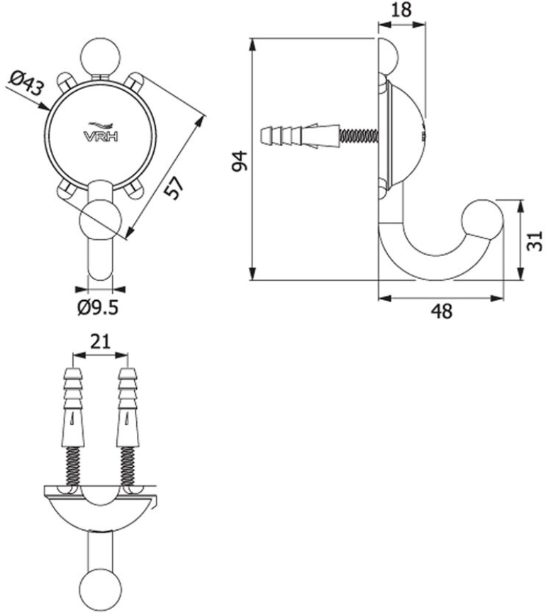 FBVHT-T102AS ตะขอแขวนผ้าสแตนเลส รุ่น TURTLE.J TT102 SS