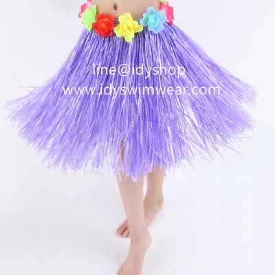 แบบที่ 1ขนาดยาว 40 cm สีม่วง กระโปรงเชือกฟาง Hawaii กระโปรงฮาวาย อย่างเดียว อย่างหนา