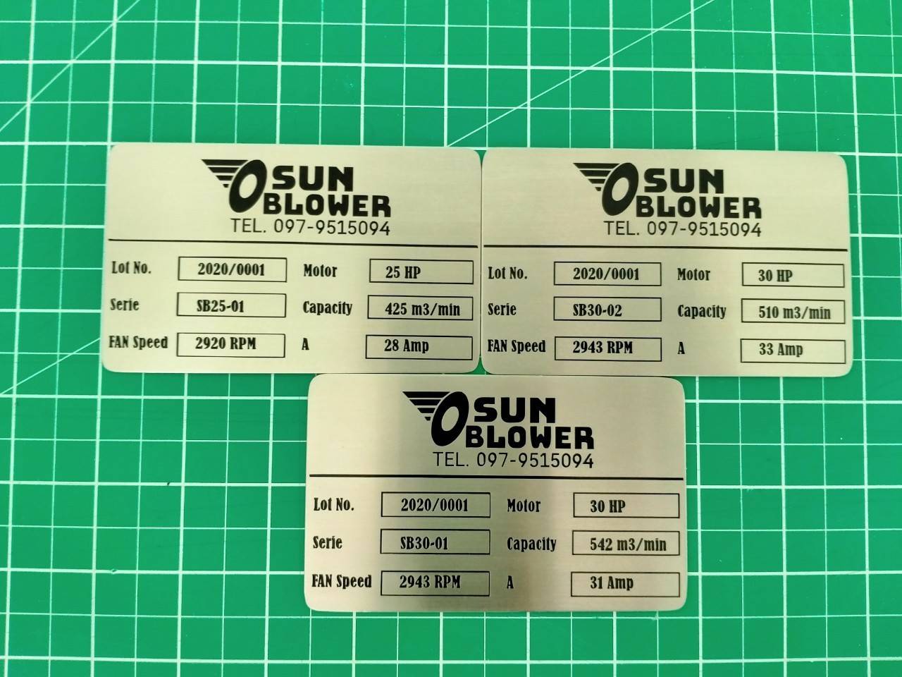 ป้ายสแตนเลสกัดกรด - OSUN BLOWER