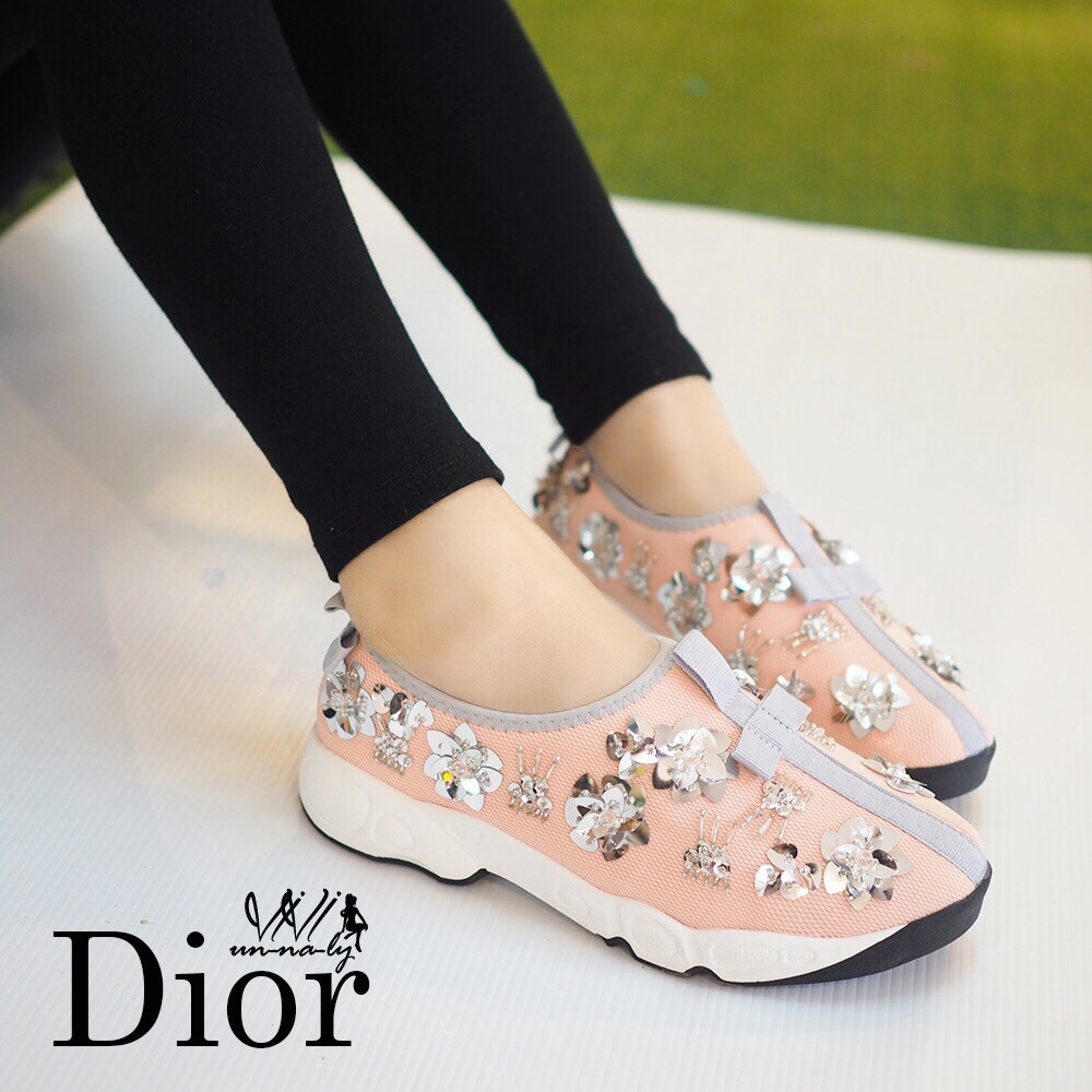 รองเท้า Dior Fusion Sneakers ลายดอก (สีชมพู)