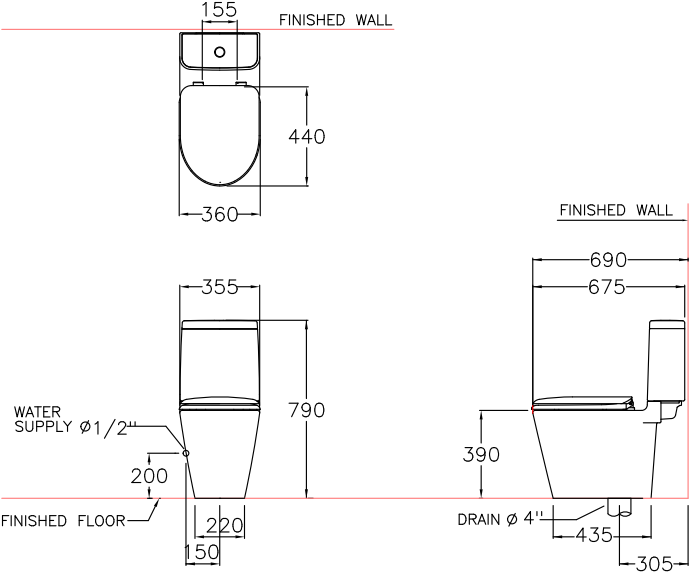 Cotto C17027 สเปซโซลูชั่น-4 3/4.5ลิตร Cef. ขาว