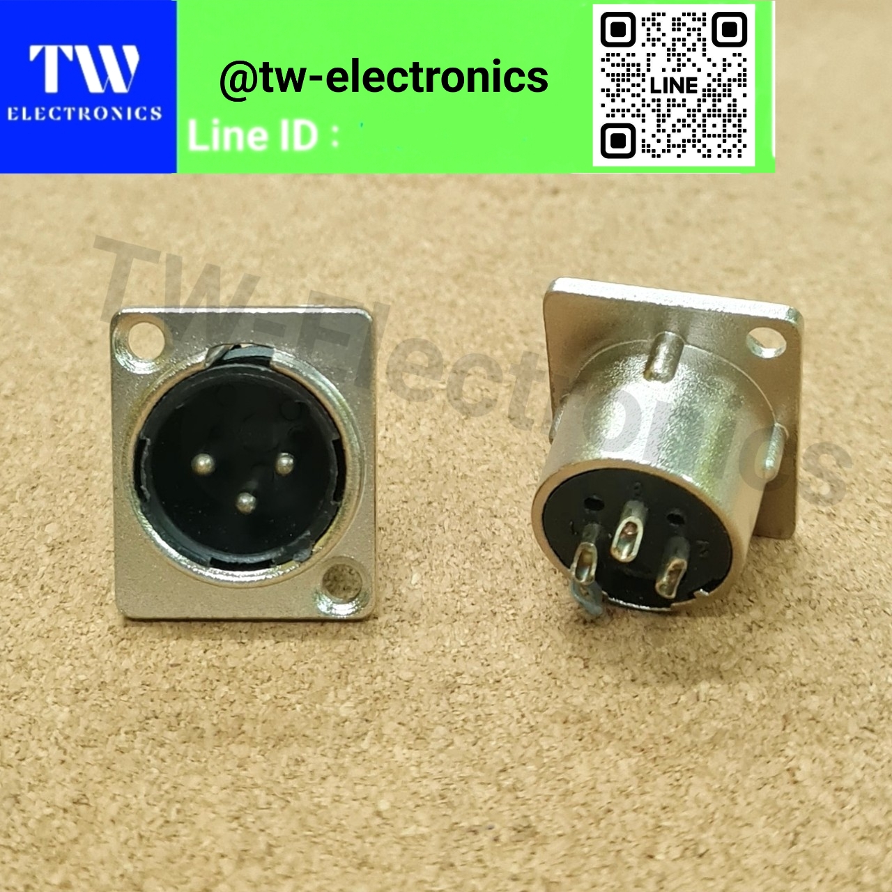XLR 3P ตัวผู้ ติดแท่น (25×30mm)