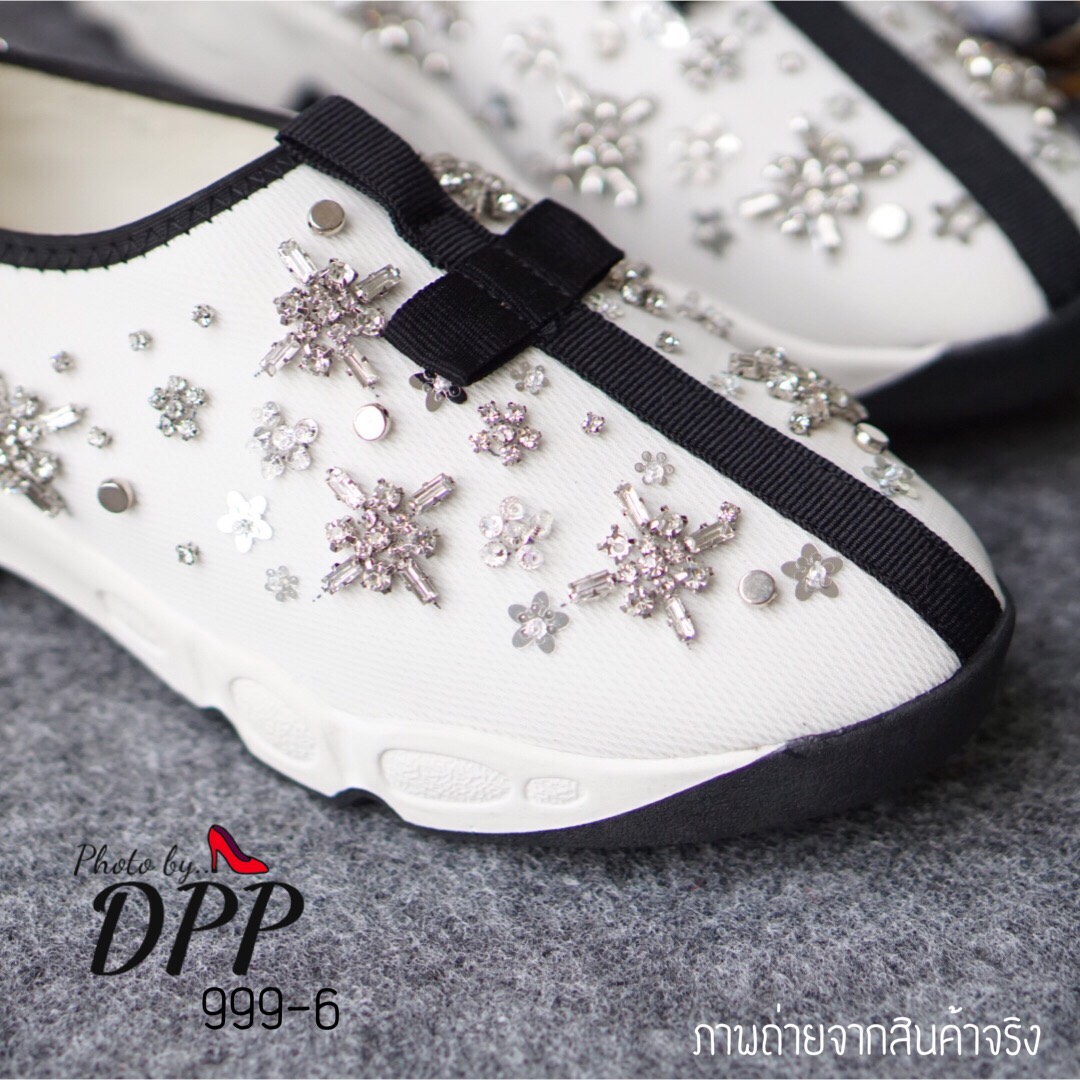 รองเท้า Dior Fusion Sneakers ลายคริสตัล (สีขาว)
