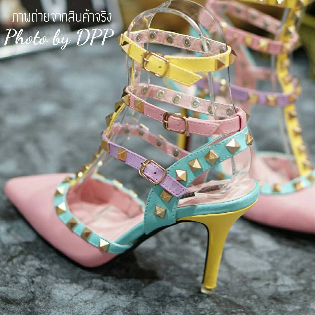 พร้อมส่ง : รองเท้าส้นสูงValentino pastel heels 2015 (สีชมพูพาสเทล)