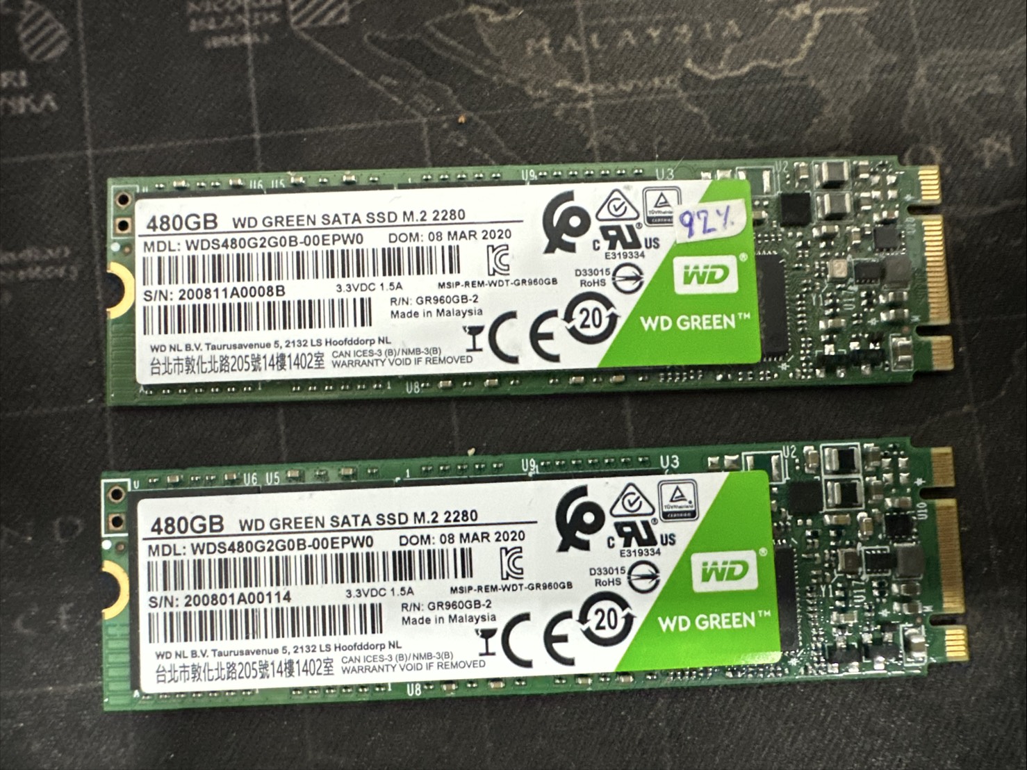เอสเอสดี WD Green SSD 480GB M.2 SATA ได้ 2 ชิ้น ตามรูป