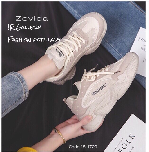 รองเท้าผ้าใบทรงSportแต่งโลโก้ข้าง (สีดำ)