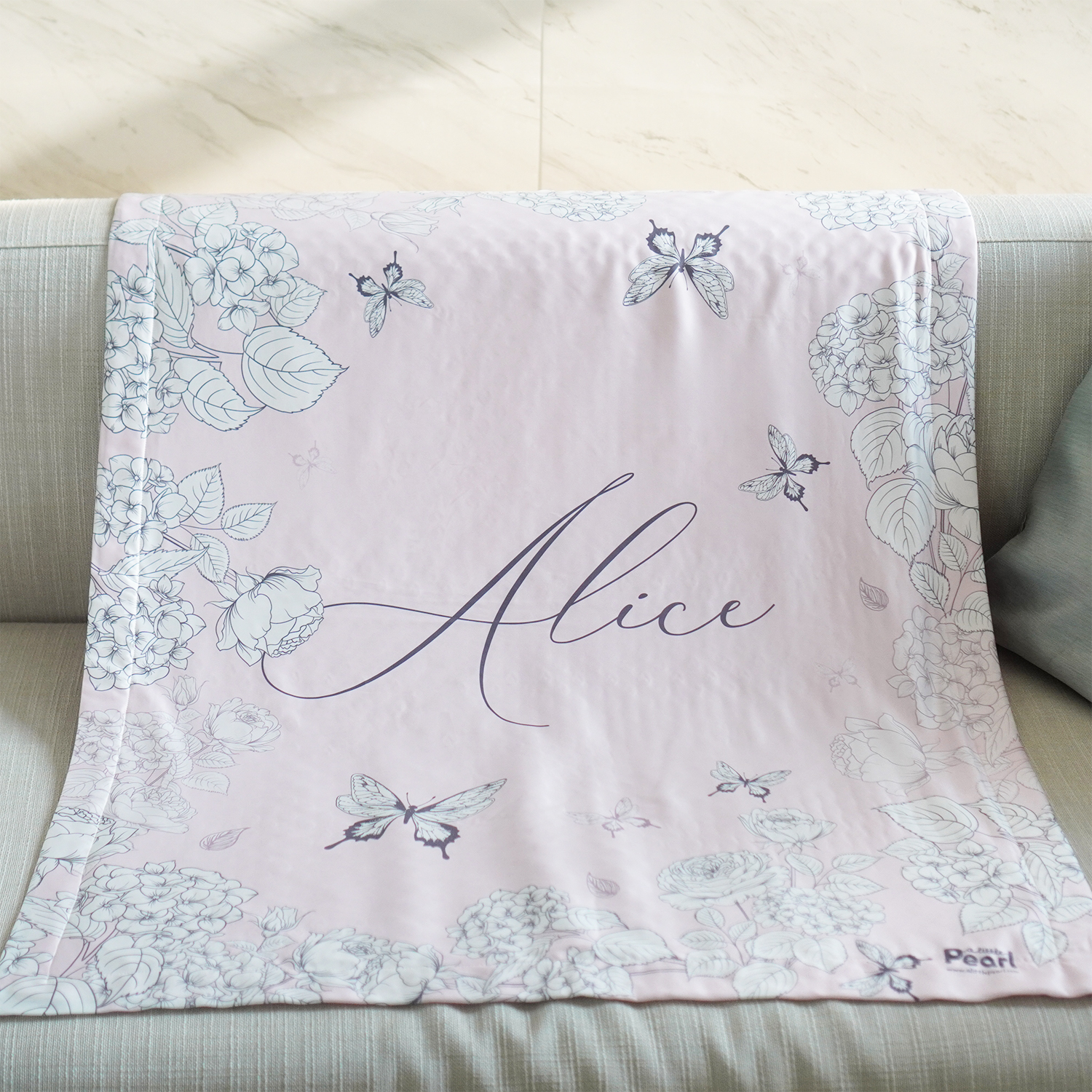 ชุดของขวัญเด็กแรกเกิด หมอนหลุม + ผ้าห่มขนาด 75x100cm ลาย Butterfly Vintage - Pink