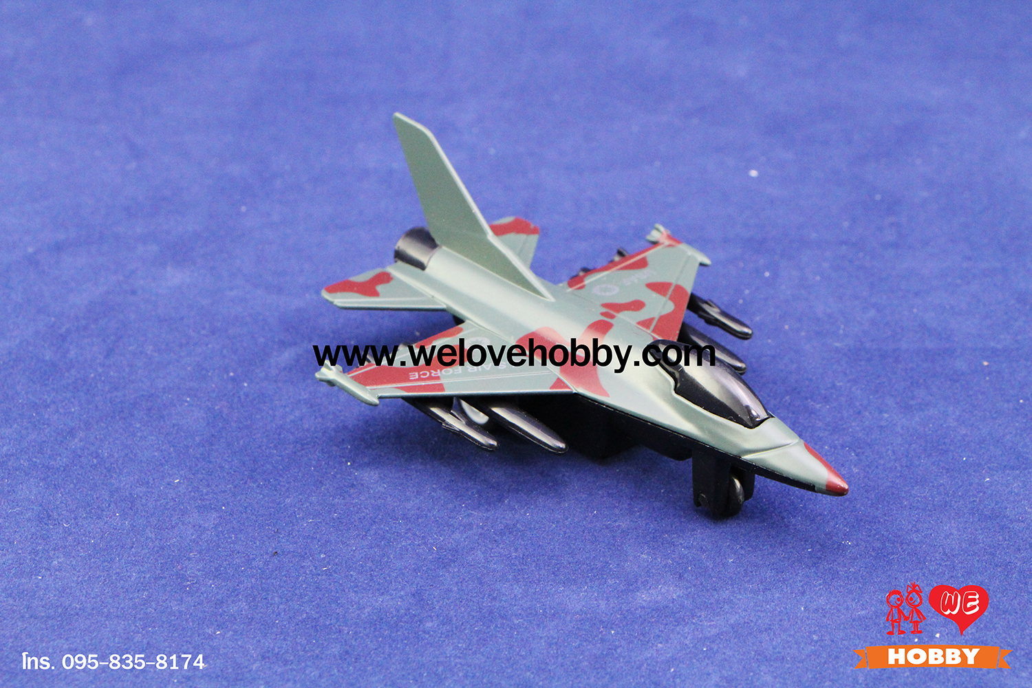 โมเดลเครื่องบินรบ General Dynamics F-16 Fighting Falcon (U.S. Air Force) สหรัฐอเมริกา สีเทาเข้ม