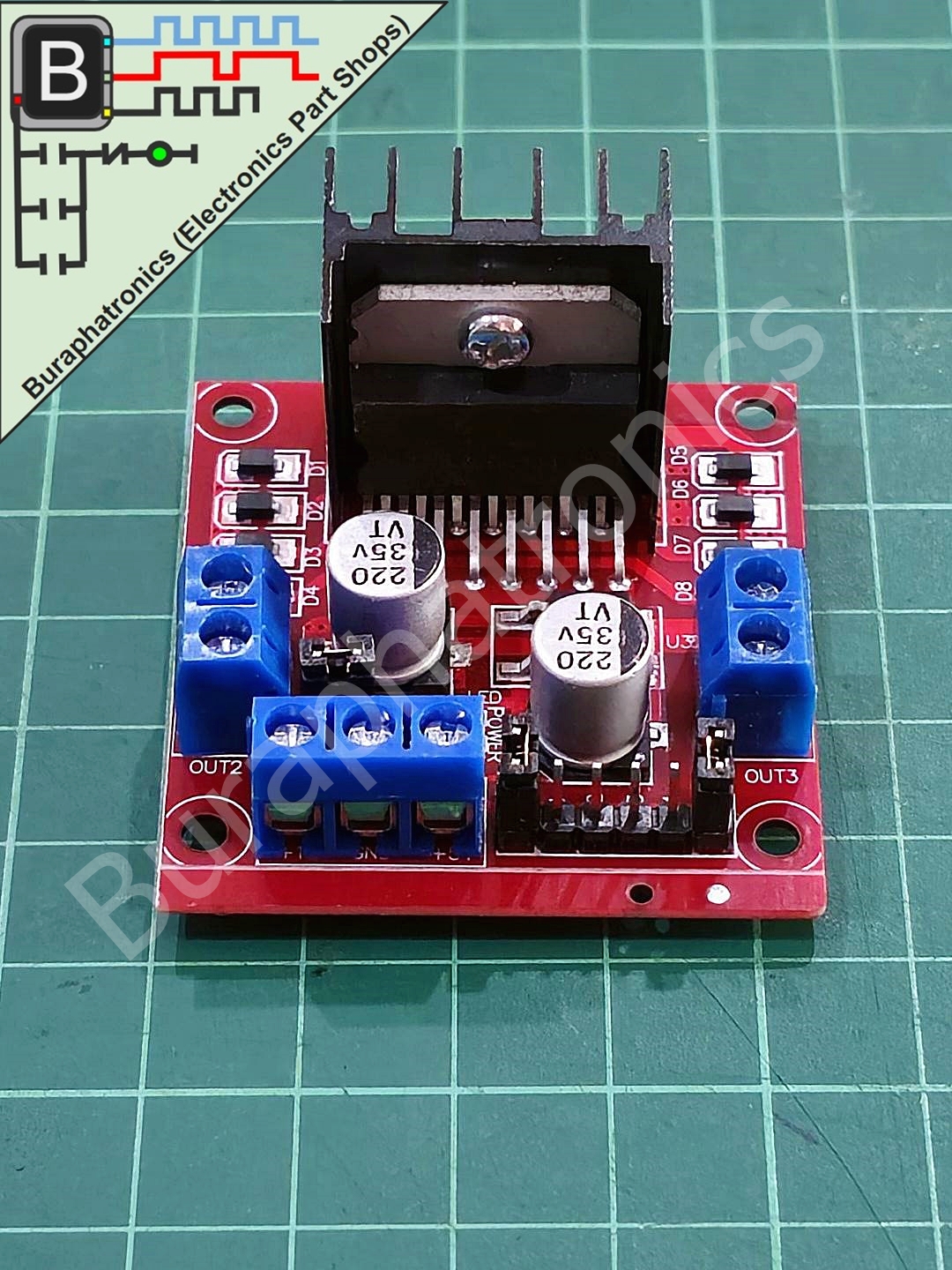 L298N Motor Driver 5-35VDC Max 2A 25W (โมดูลขับมอเตอร์ 5-35VDC ขับกระแสสูงสุด 2A )