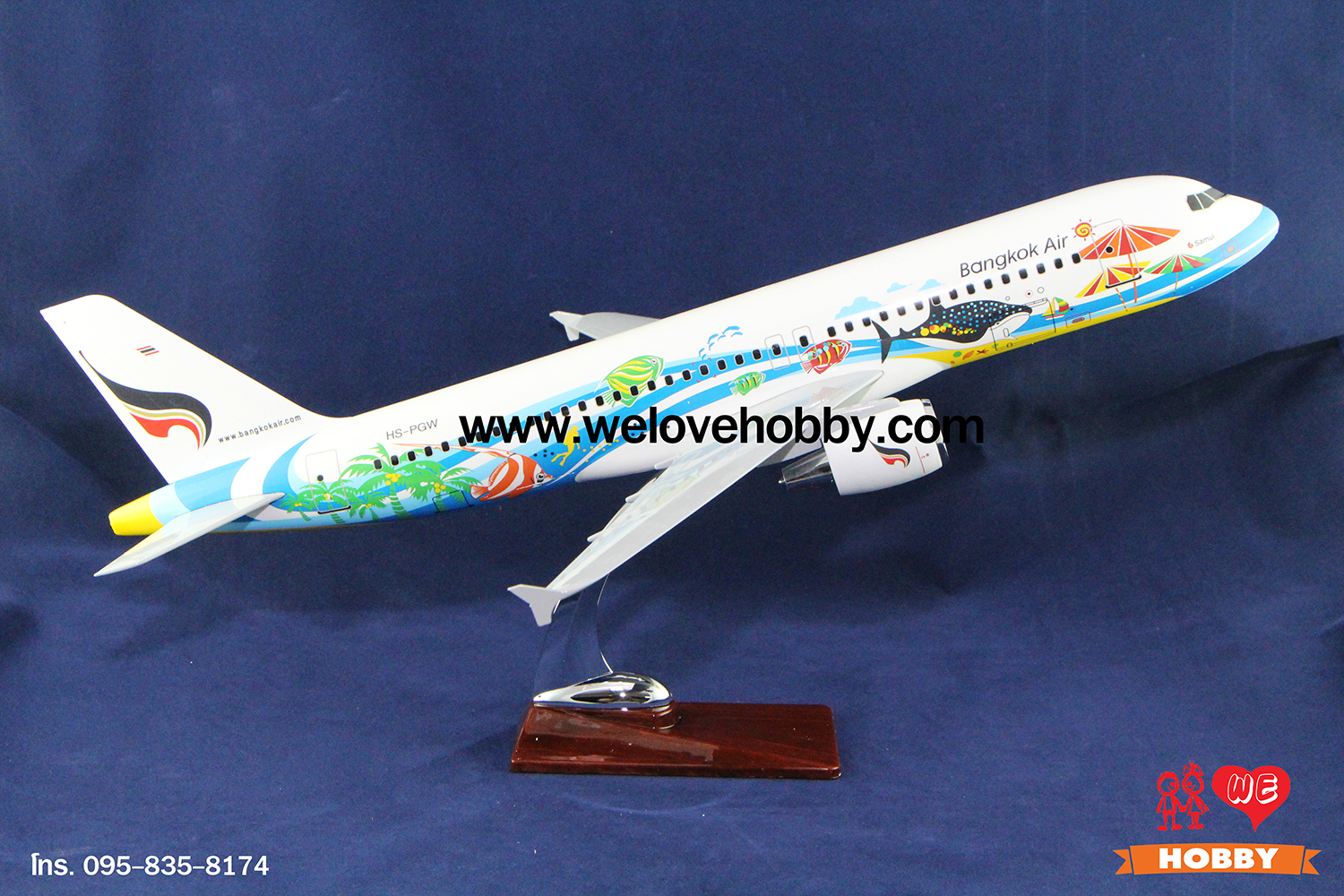 โมเดลเครื่องบินบางกอกแอร์เวย์ Bangkok Airways (Airbus A320) ลายท่องเที่ยวเกาะสมุย ประเทศไทย ลำใหญ่