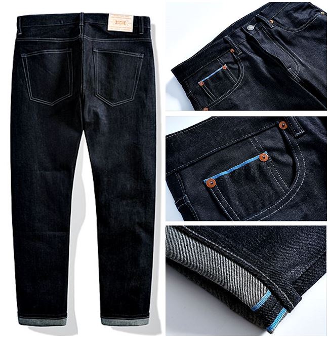 001049 กางเกงยีนส์ XOFO Selvage Denim สไตล์วินเทจ Version Jeans Small Straight ผ้าริมน้ำเงิน Size 28-36
